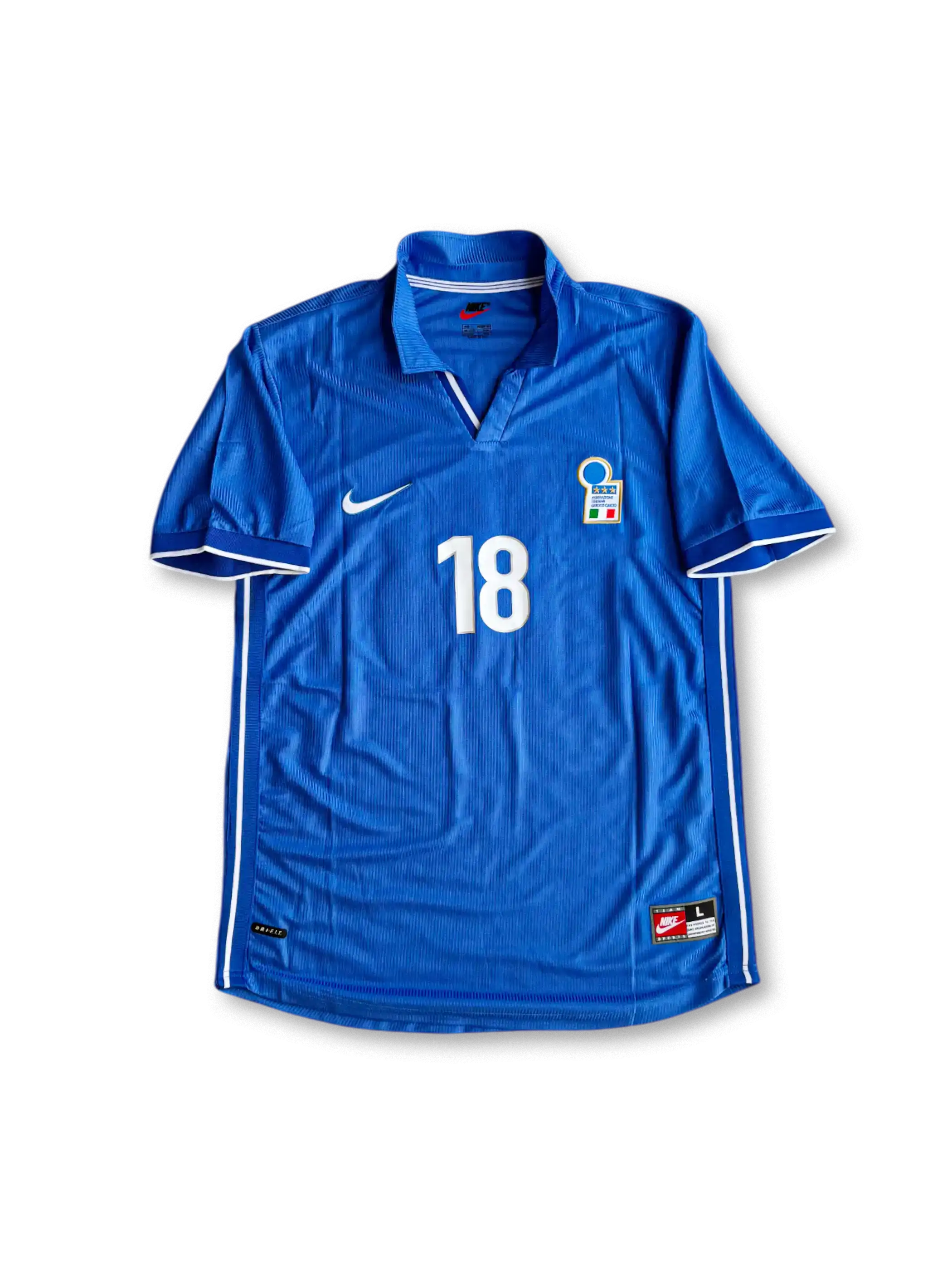 1998年 イタリア代表 ホームユニフォーム 背番号18 バッジョ／マルディーニ 正面デザイン