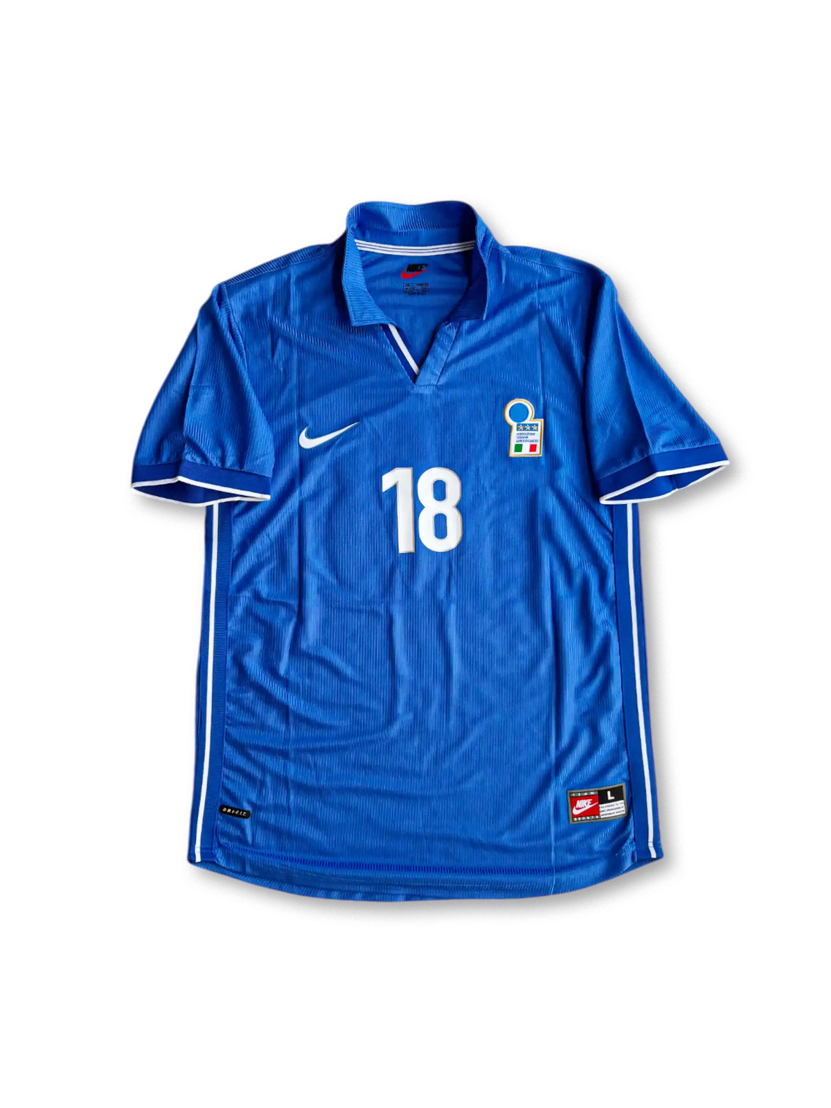 1998年 イタリア代表 ホームユニフォーム 背番号18 バッジョ／マルディーニ 正面デザイン