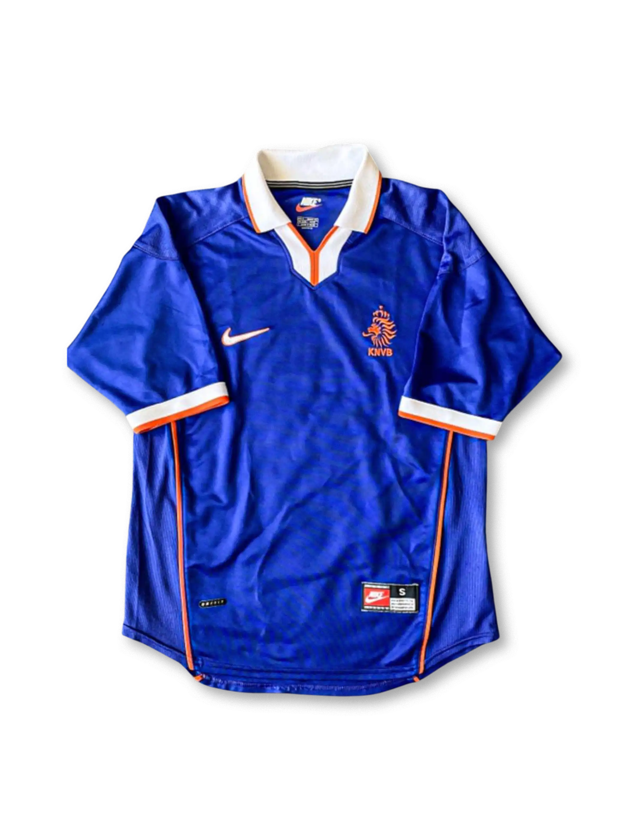 1998年オランダ代表アウェイユニフォーム 白襟ブルー ボディのビンテージサッカージャージ