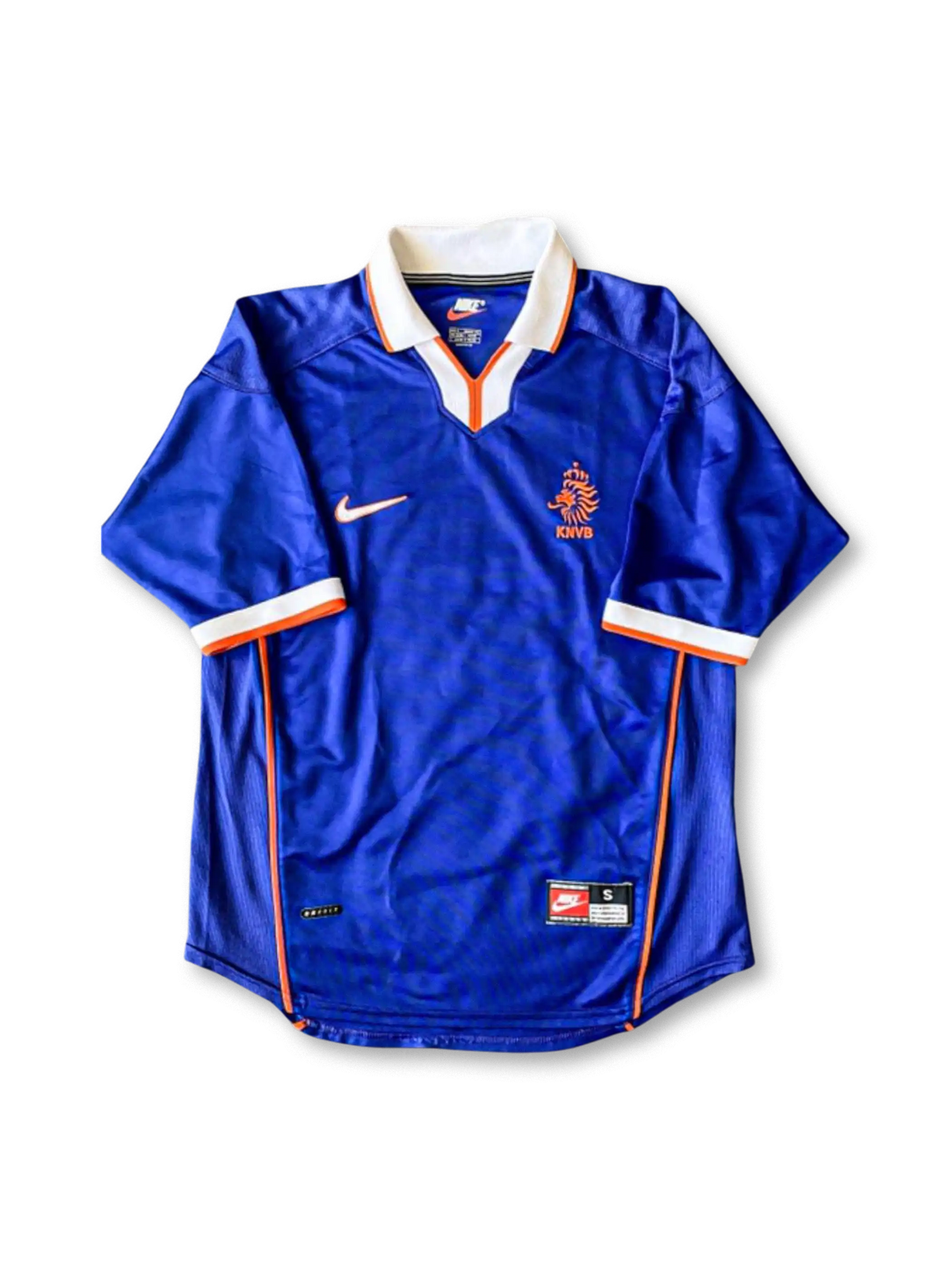 1998年オランダ代表アウェイユニフォーム 白襟ブルー ボディのビンテージサッカージャージ