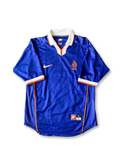 1998年オランダ代表アウェイユニフォーム 白襟ブルー ボディのビンテージサッカージャージ