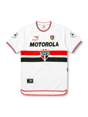 2000サンパウロFCホーム復刻正面、ホワイト×赤黒横帯・MOTOROLAスポンサー・SPFC大型エンブレム
