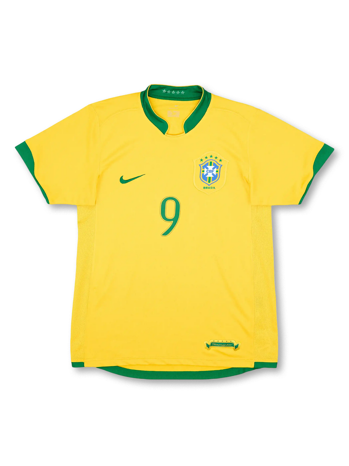 2006-08年ブラジル代表 ホーム ユニフォーム ロナウド9番 カナリアイエローのビンテージサッカージャージ