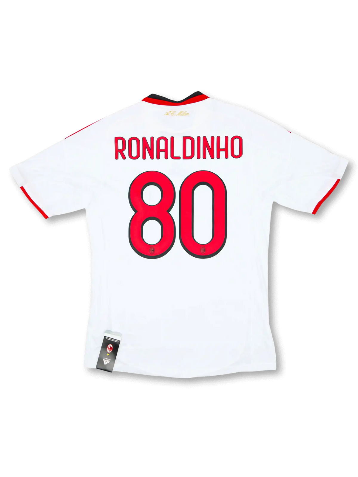 2008-09 ACミランアウェイ正面、ホワイト×赤黒トリム・bwinスポンサー・1星ACMエンブレム・adidas製