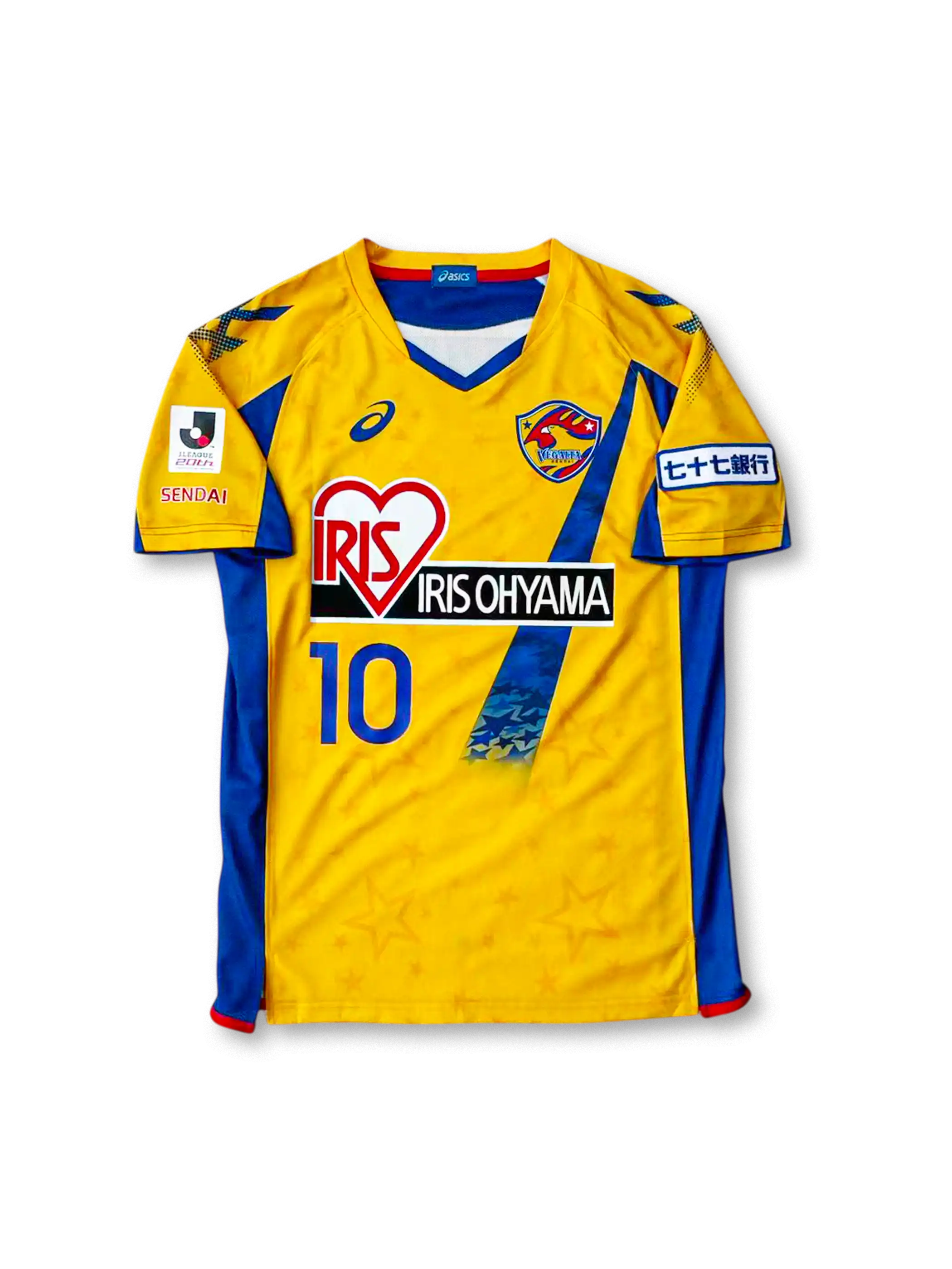 2013年ベガルタ仙台 たなばた記念ユニフォーム 正面、星柄とIRIS OHYAMAロゴ