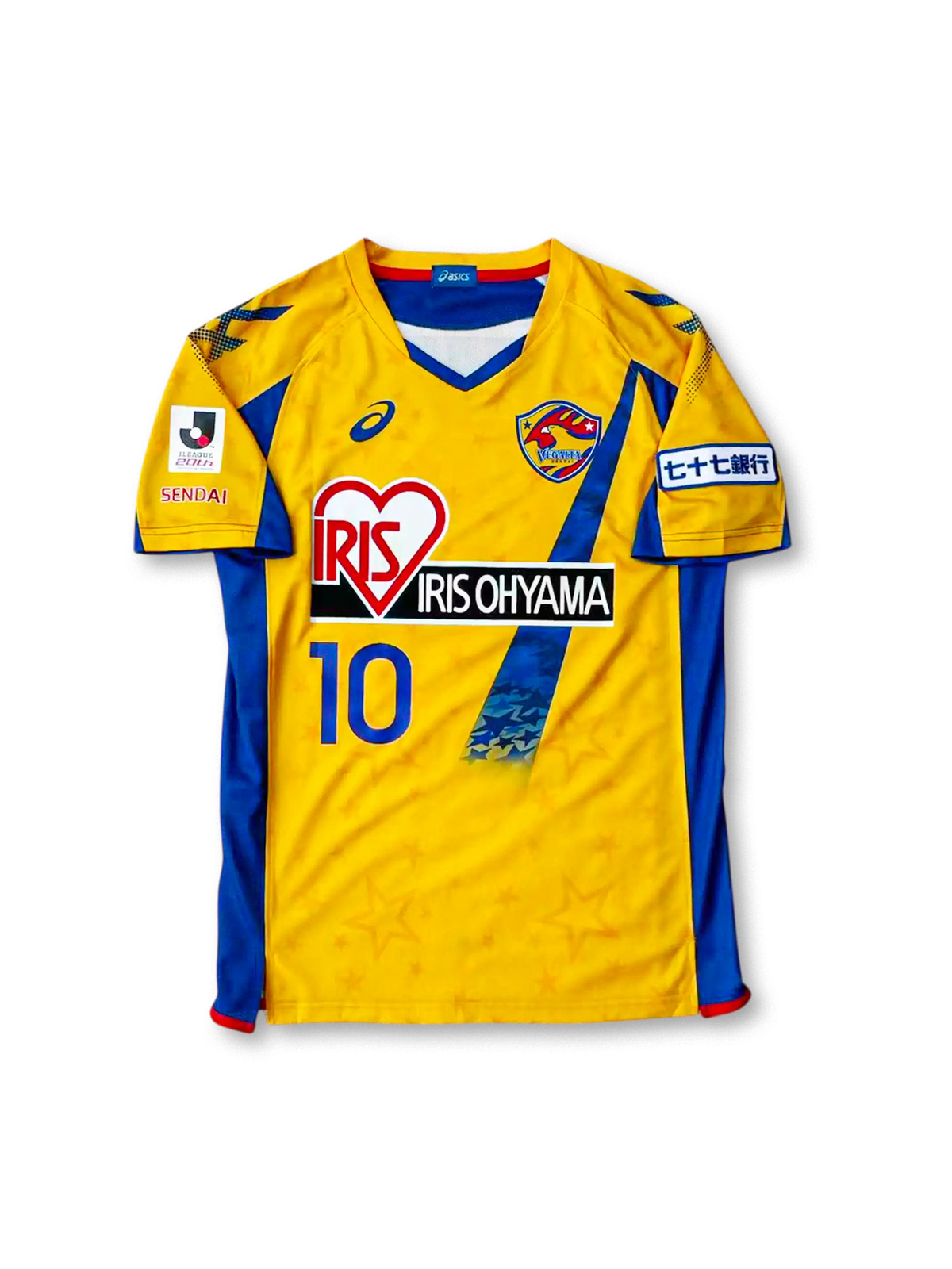 2013年ベガルタ仙台 たなばた記念ユニフォーム 正面、星柄とIRIS OHYAMAロゴ