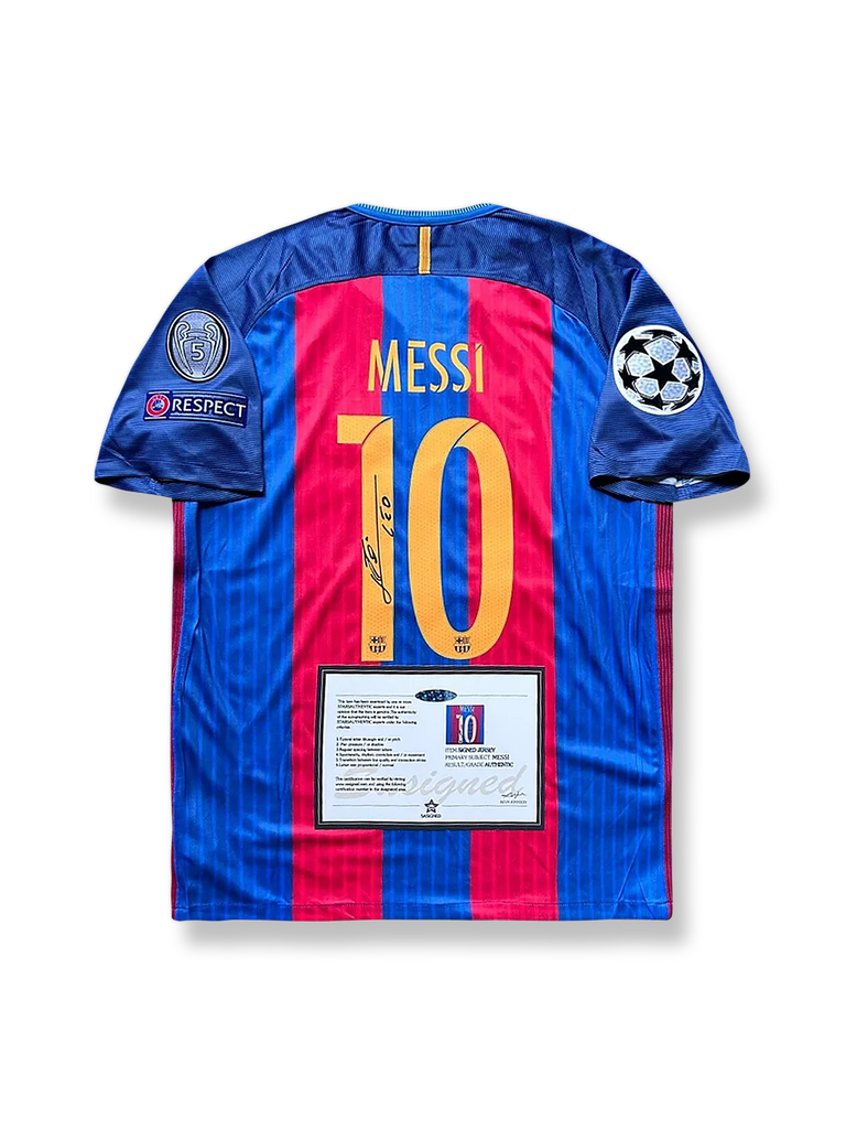 【正規品 】メッシ サイン入り おまけ付 0809バルサ イニエスタサイン入り 2016_17_barcelona_home_messi_s