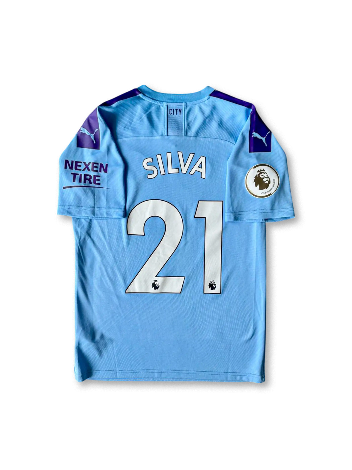 2019–20 Manchester City home jersey Silva 21, vintage football shirt