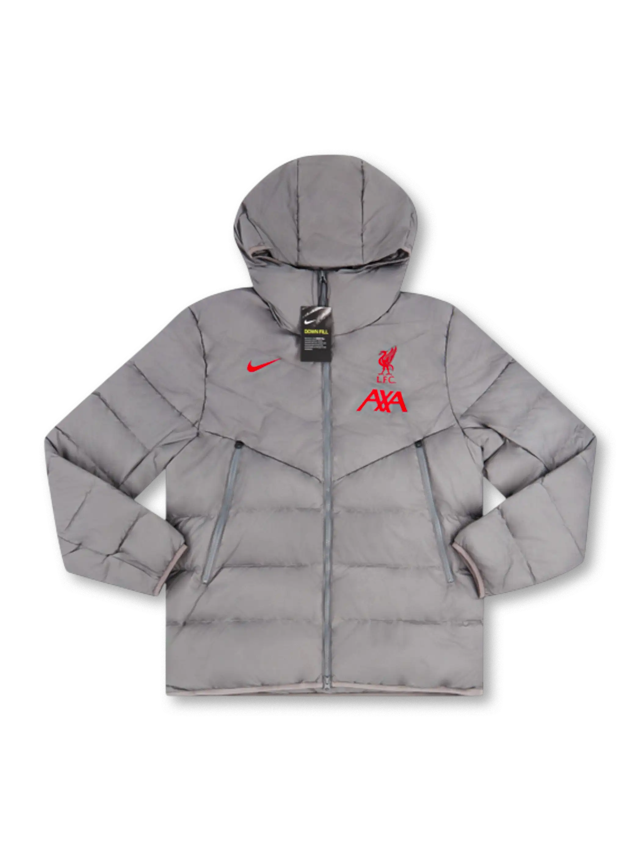 リヴァプール 中綿フーデッドジャケット 正面 グレー