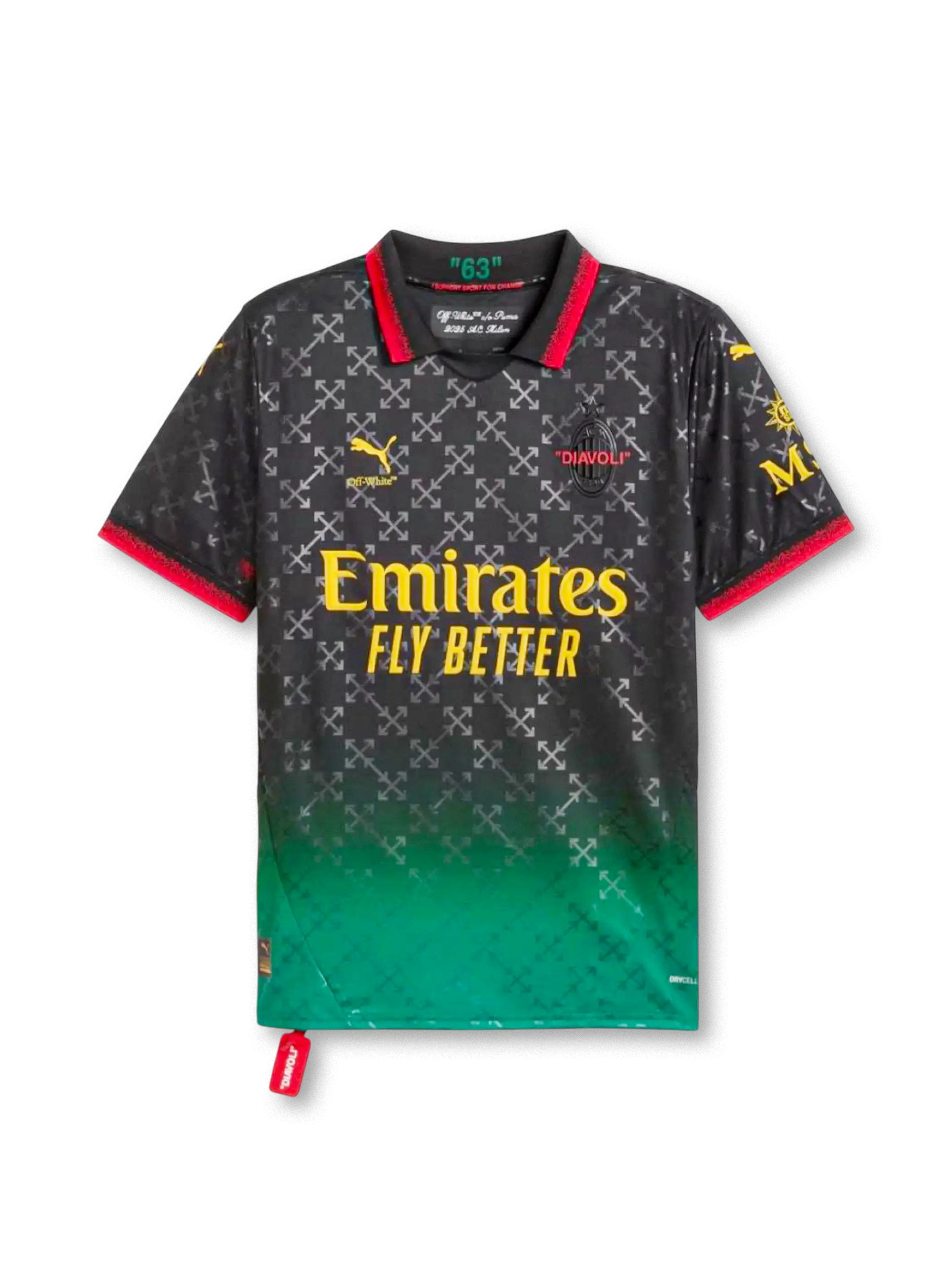 24-25年ACミラン × Off-White 4thユニフォーム ブラック 前面