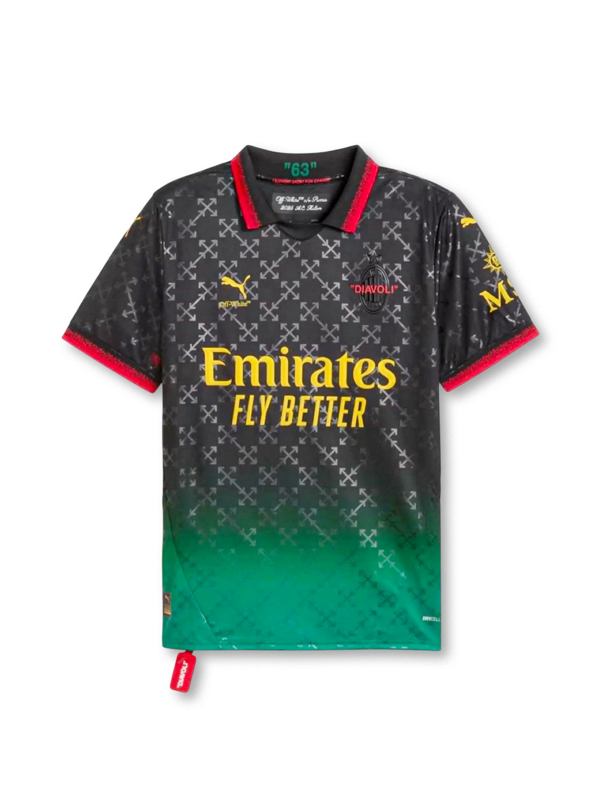 24-25年ACミラン × Off-White 4thユニフォーム ブラック 前面