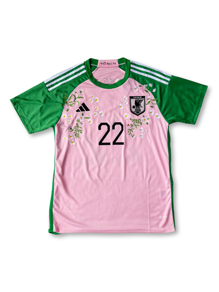 つ*ん様 日本代表 花柄刺繍 adidas ピンク×グリーン JFAロゴ　Mサイ 2024/25 日本代表 GK 手刺繍カスタムユニフォーム-KICKO – KICKO JAPAN