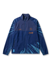 2024-25 SSCナポリ EA7プレゼンテーションジャケット正面、ネイビー×スカイブルー放射線パターン・Coca-Colaロゴ