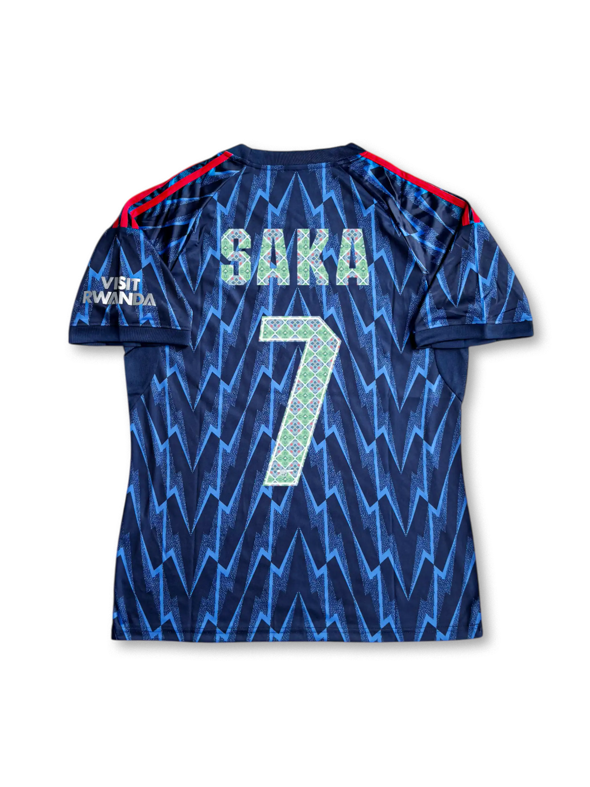 2025-26 アーセナル アウェイ ユニフォーム 正面デザイン 稲妻グラフィック