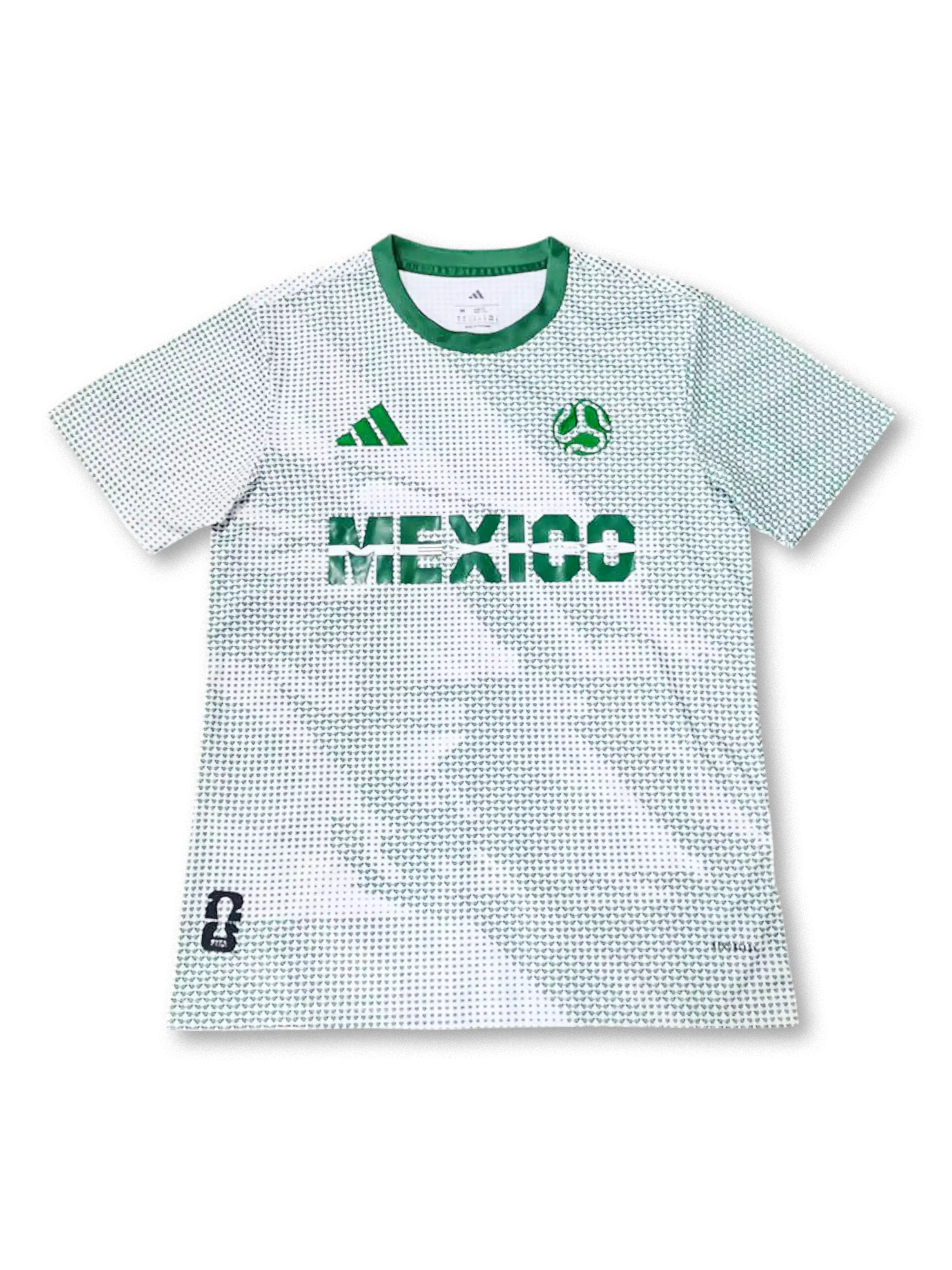 2026年メキシコ代表 プロモーションユニフォーム 正面、MEXICOロゴとグリーンドットデザイン