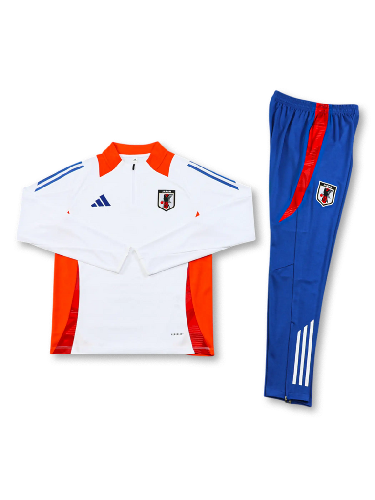 2025 日本代表 ハーフジップ セットアップ トレーニングウェア 2425年 日本代表 ホワイト 長袖ハーフジップ トレーニングセット-KICKO