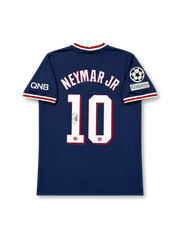 2021–2022パリ・サンジェルマンホーム シグネチャープリントエディション背面、ネイマール10番、ネイビーボディ、UEFAチャンピオンズリーグパッチ仕様