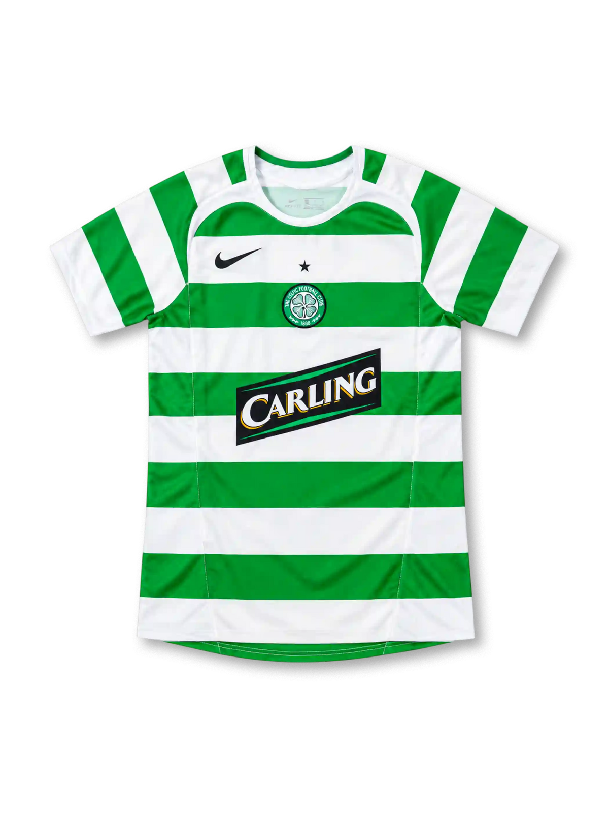 セルティック 2005-06 ホーム ユニフォーム 緑と白の横縞 クローバーのエンブレム CARLINGロゴ入り