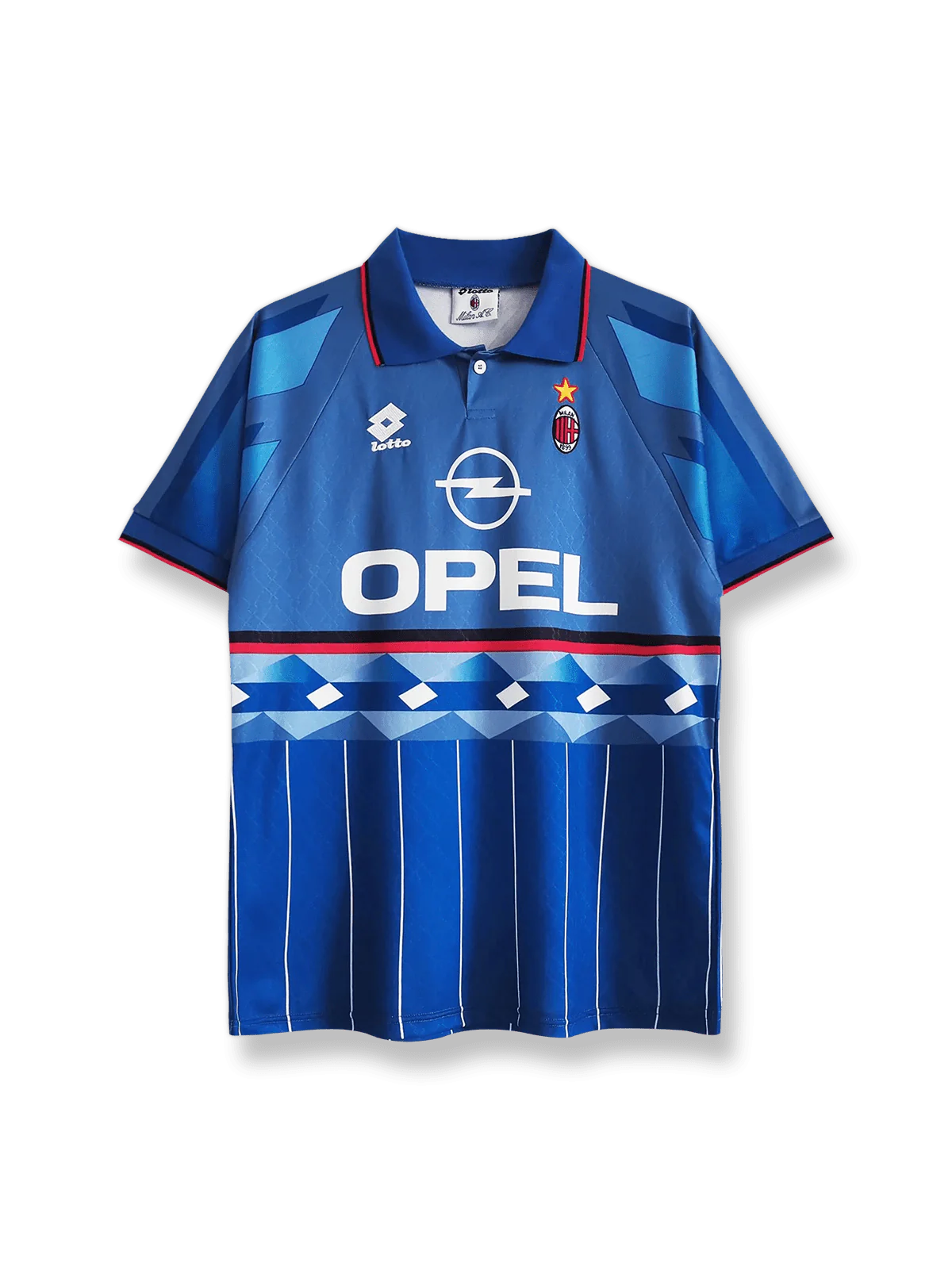 1995/96シーズンのACミランサードアウェイユニフォーム、パオロ・マルディーニ着用のクラシックサッカージャージ