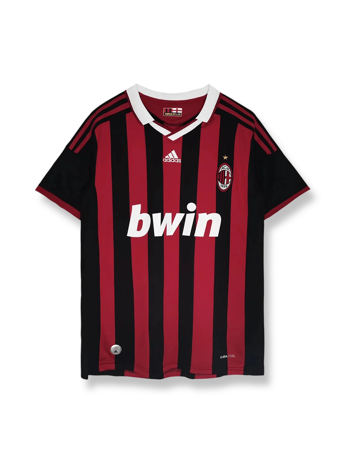 2009/10シーズンのACミランホームユニフォーム、パオロ・マルディーニとカカ着用のクラシックサッカージャージ