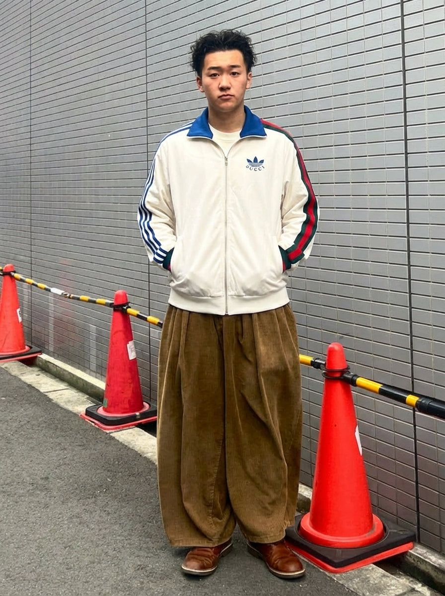 adidas Originals × Gucci トラックジャケット — クリーム×ブルー