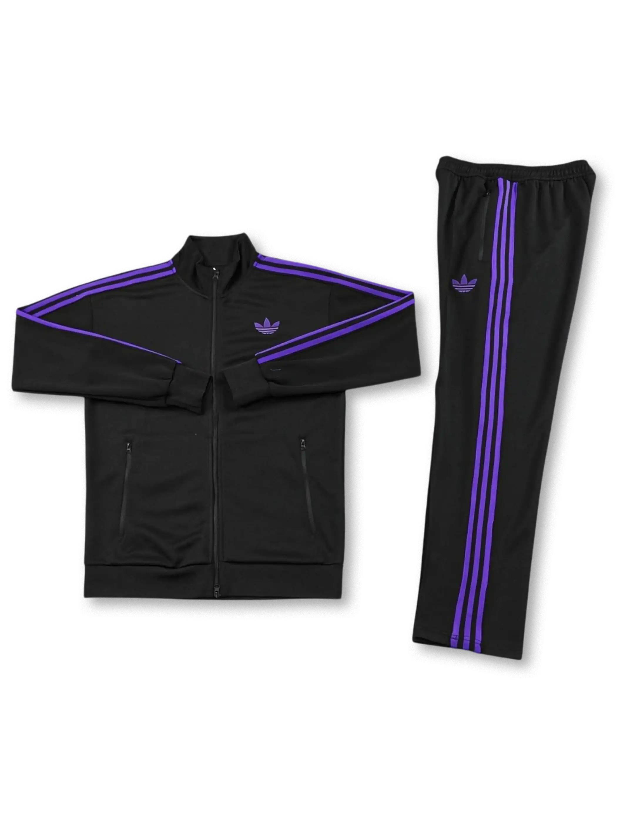 adidas Originals ブラック×パープル トラックスーツ 正面