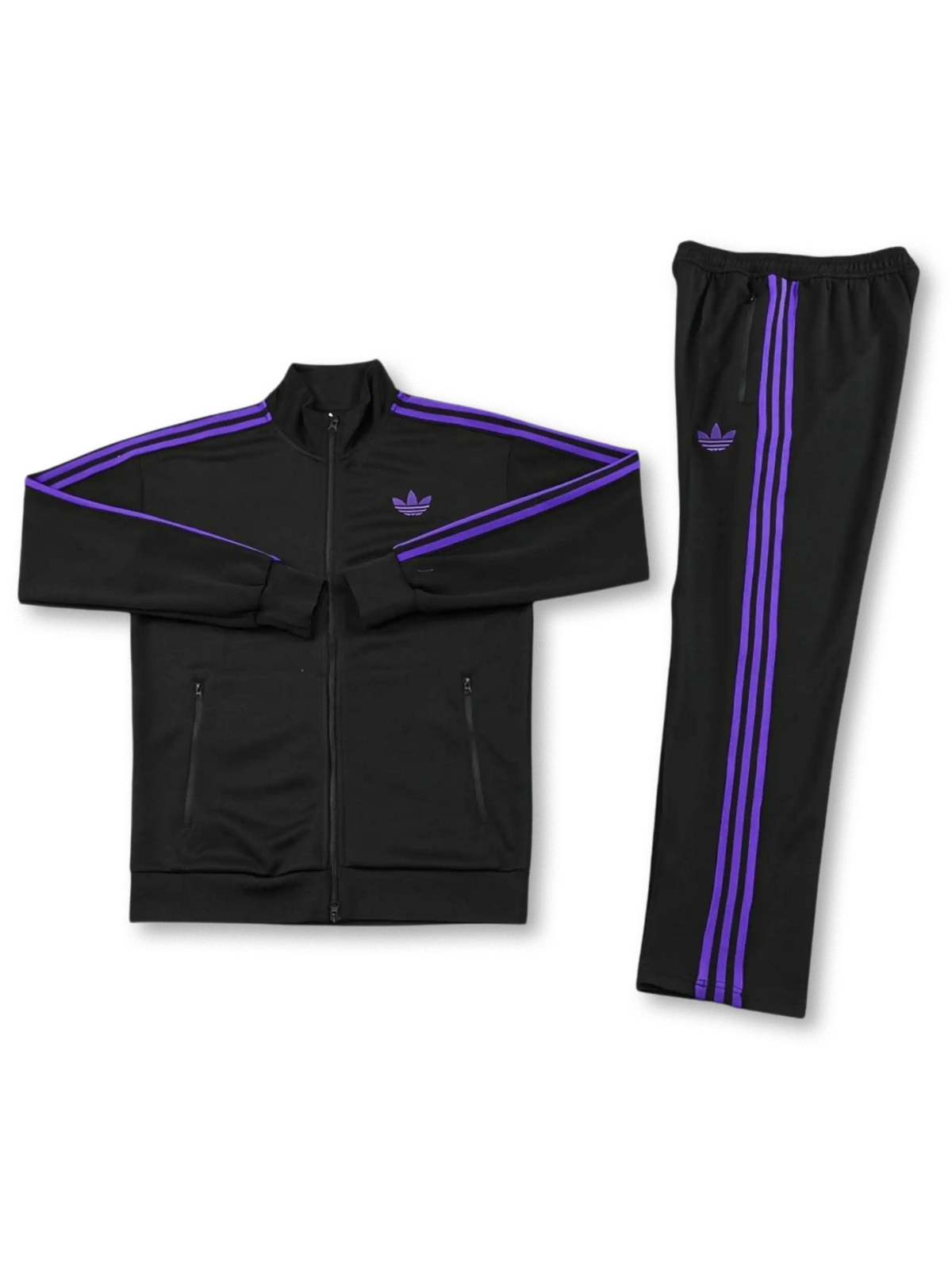 adidas Originals ブラック×パープル トラックスーツ 正面