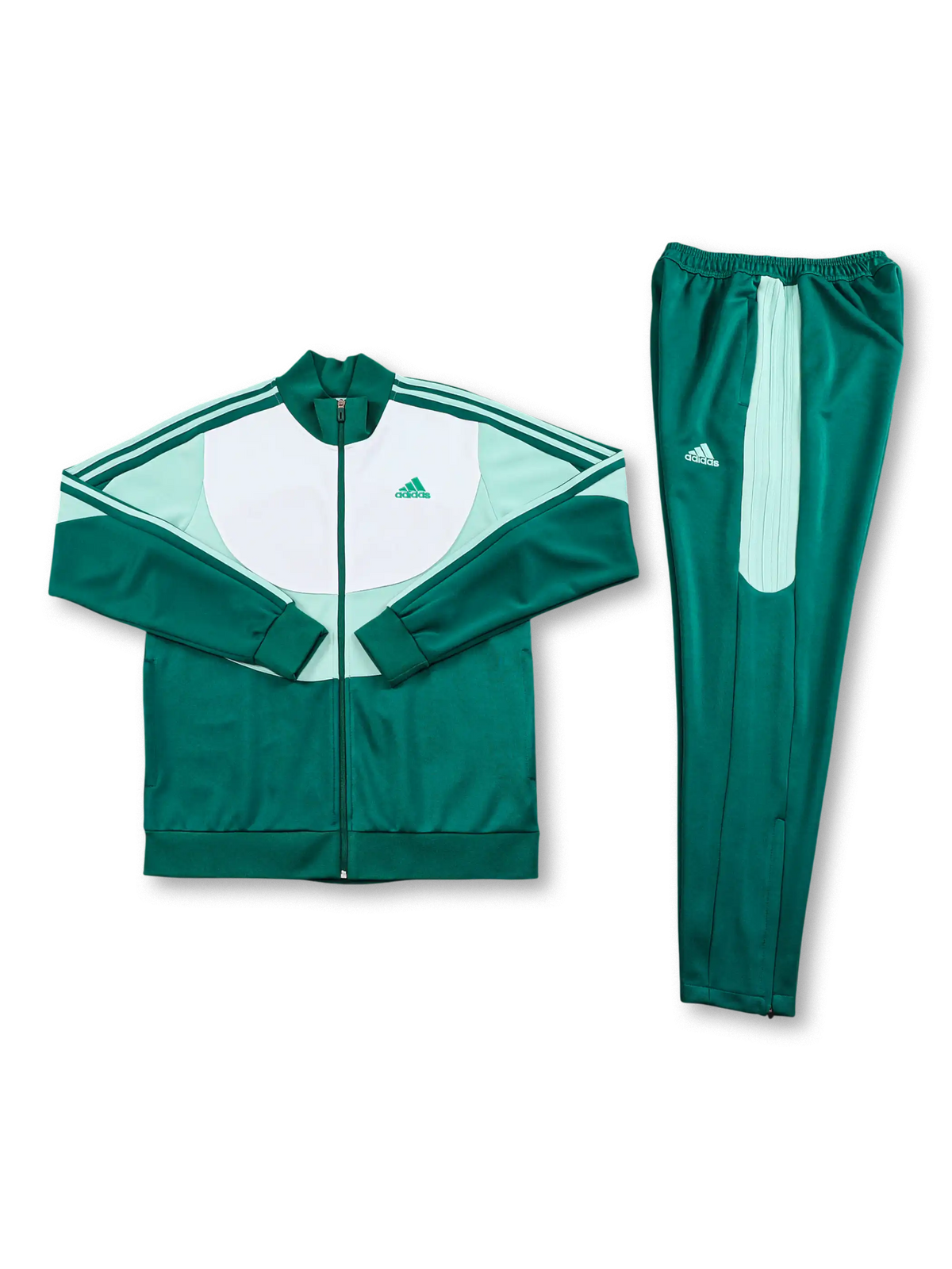 adidas グリーン パネル トラックスーツ 正面