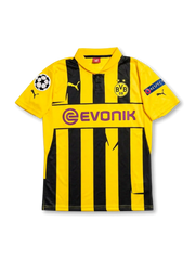 ボルシア・ドルトムント 2012-13 ホーム UEFAチャンピオンズリーグ仕様 ロイス11番 フロント（黄黒シュヴァルツゲルプ縦ストライプ＋Evonik＋PUMAジャンピング・パンサー＋BVBクラブエンブレム＋UCLスターボールパッチ＋UEFA RESPECT）