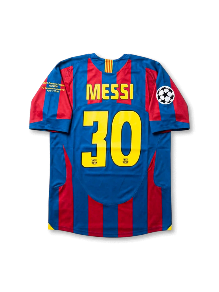 バルセロナ05/06シーズンのリオネル・メッシのホームユニフォーム FCバルセロナ 2005-06 ホーム UEFAチャンピオンズリーグ決勝パリ仕様