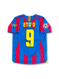 FCバルセロナ 2005/06シーズン UEFAチャンピオンズリーグ決勝パリ大会 ホームユニフォーム レプリカモデル エトー9番 Nike製ブルー×レッドの縦ストライプを配したサッカージャージ