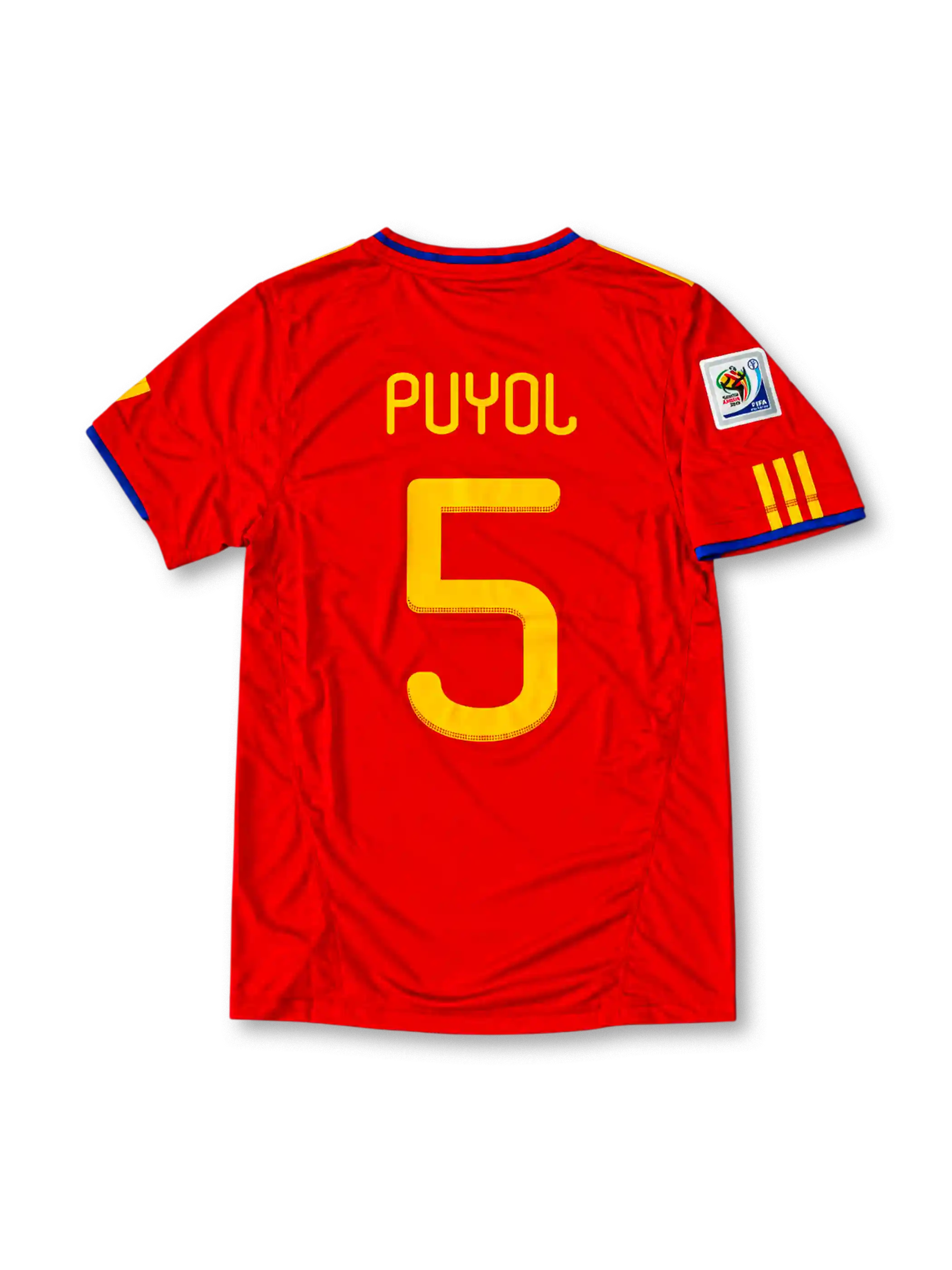 スペイン代表 2010 ホームユニフォーム 赤 南アフリカW杯パッチ付き プジョル背番号5