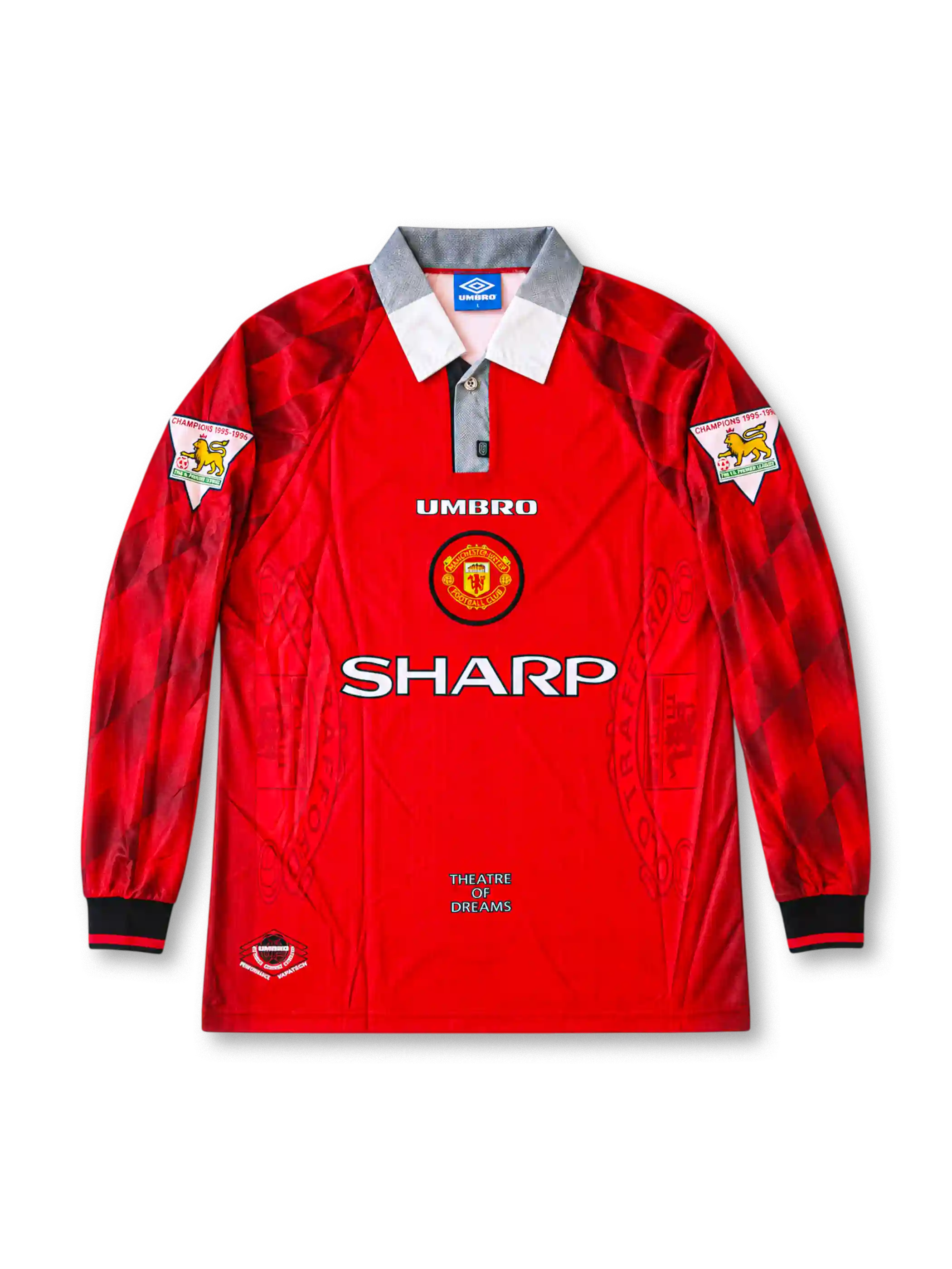 マンチェスター・ユナイテッド 1996/97 ホームユニフォーム 長袖 CHAMPIONS 1995-1996パッチ付き カントナ背番号7