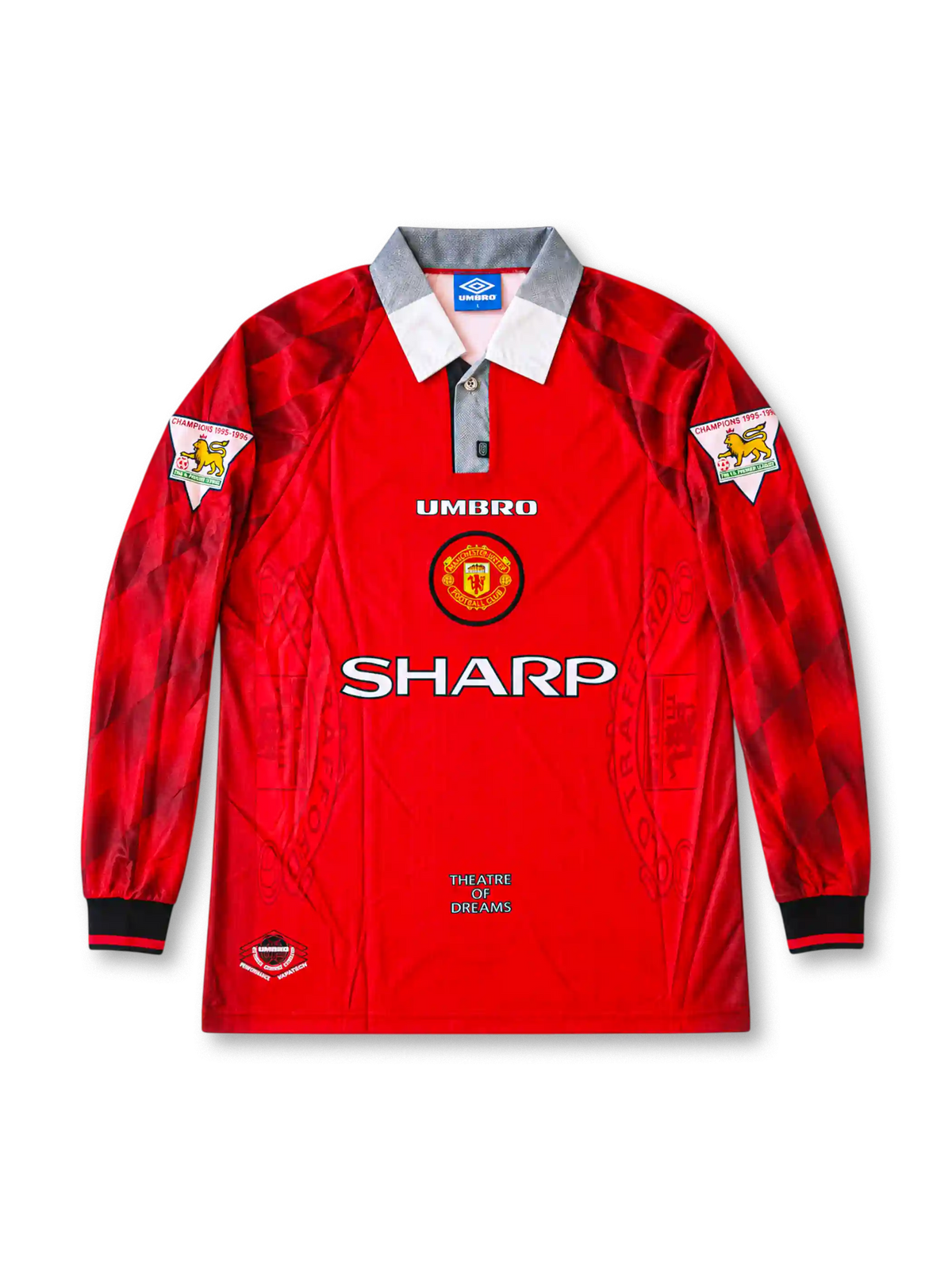 マンチェスター・ユナイテッド 1996/97 ホームユニフォーム 長袖 CHAMPIONS 1995-1996パッチ付き カントナ背番号7