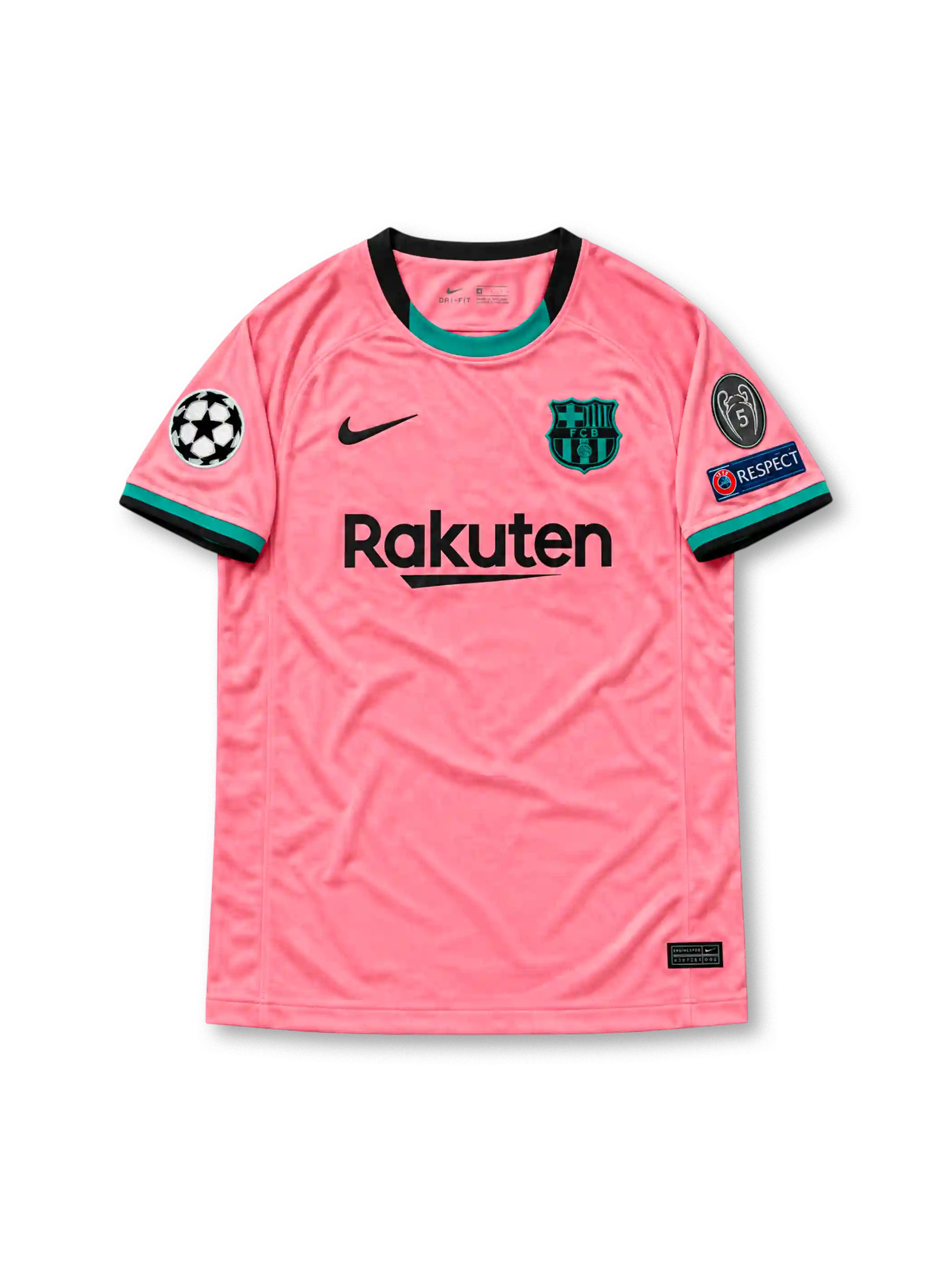 2020/21 FCバルセロナ サードユニフォーム メッシ10番 ピンク ティール Rakuten チャンピオンズリーグ