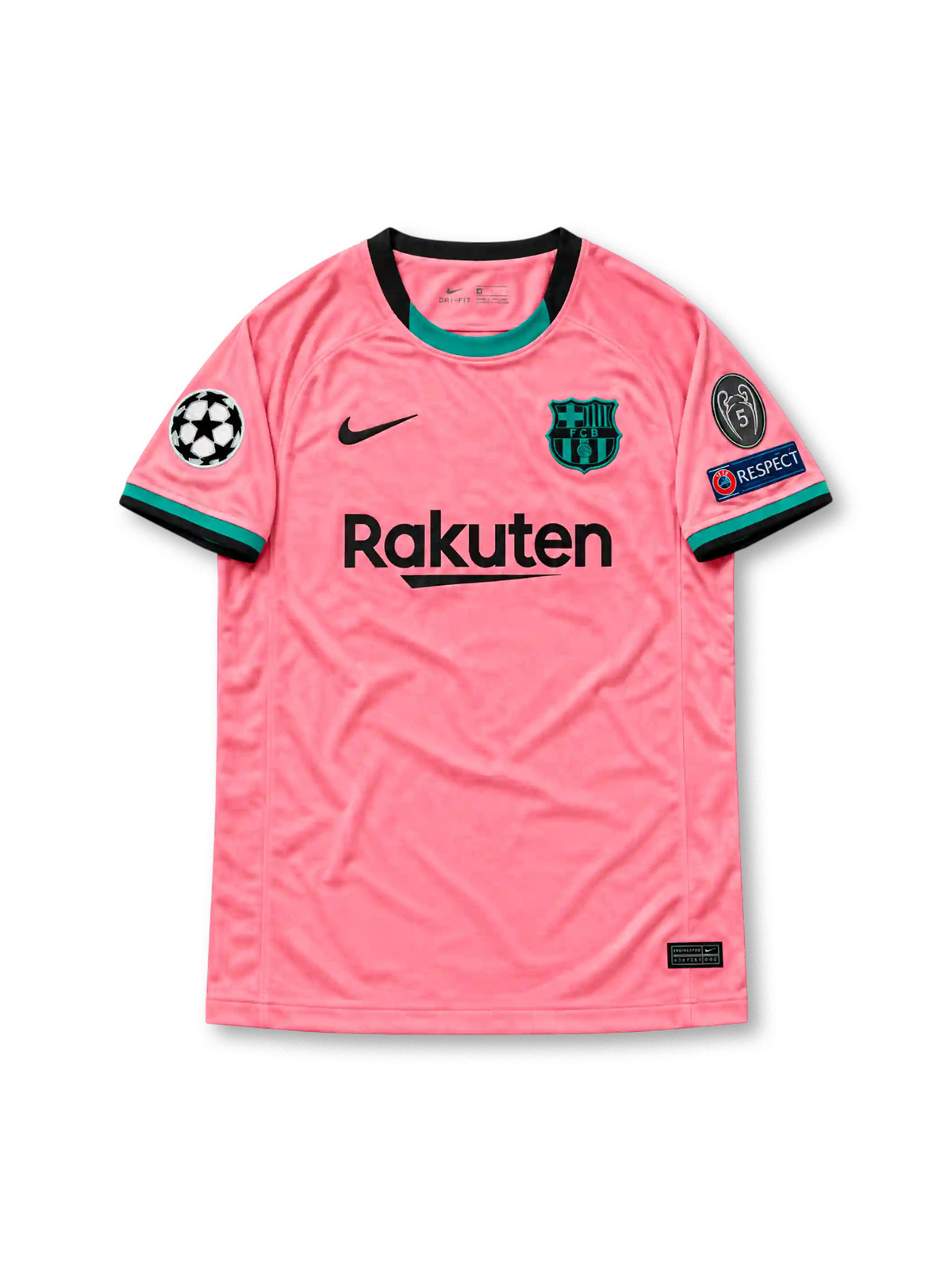 2020/21 FCバルセロナ サードユニフォーム メッシ10番 ピンク ティール Rakuten チャンピオンズリーグ