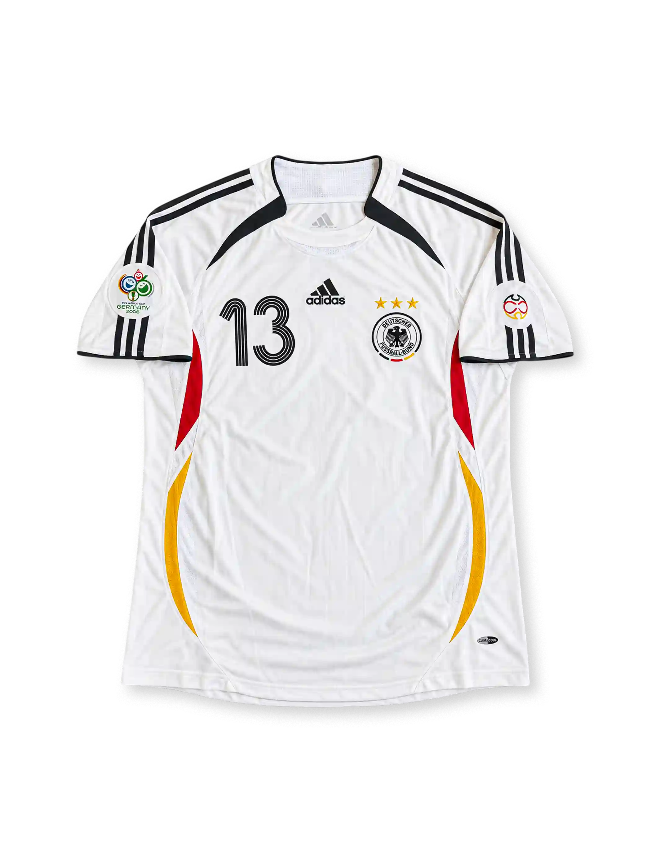 2006 ドイツ代表 ホームユニフォーム バラック13番 ホワイト 黒赤金 2006年W杯 adidas