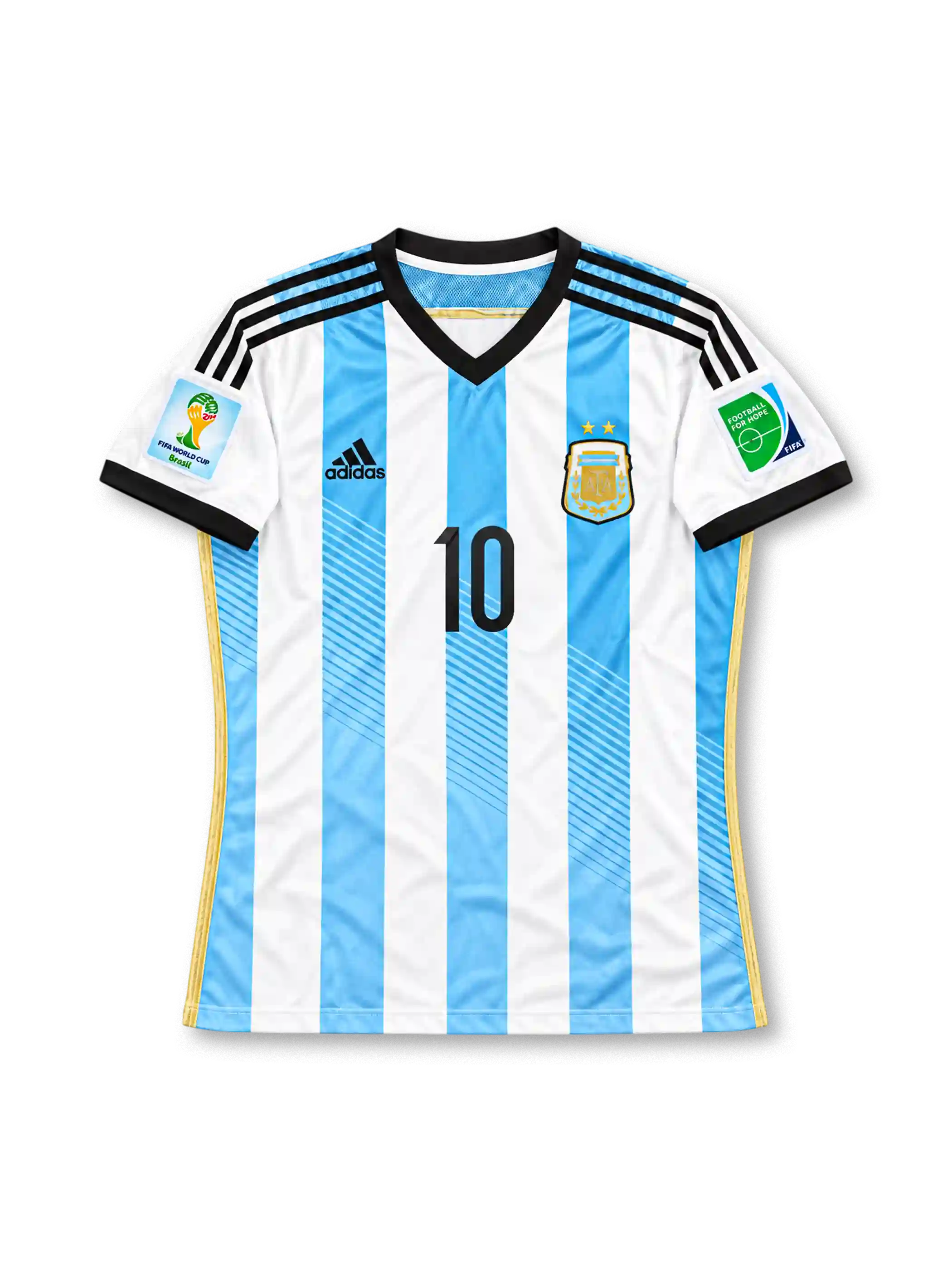2014 アルゼンチン代表 ホームユニフォーム メッシ10番 ホワイト スカイブルー ストライプ 2014年W杯 adidas