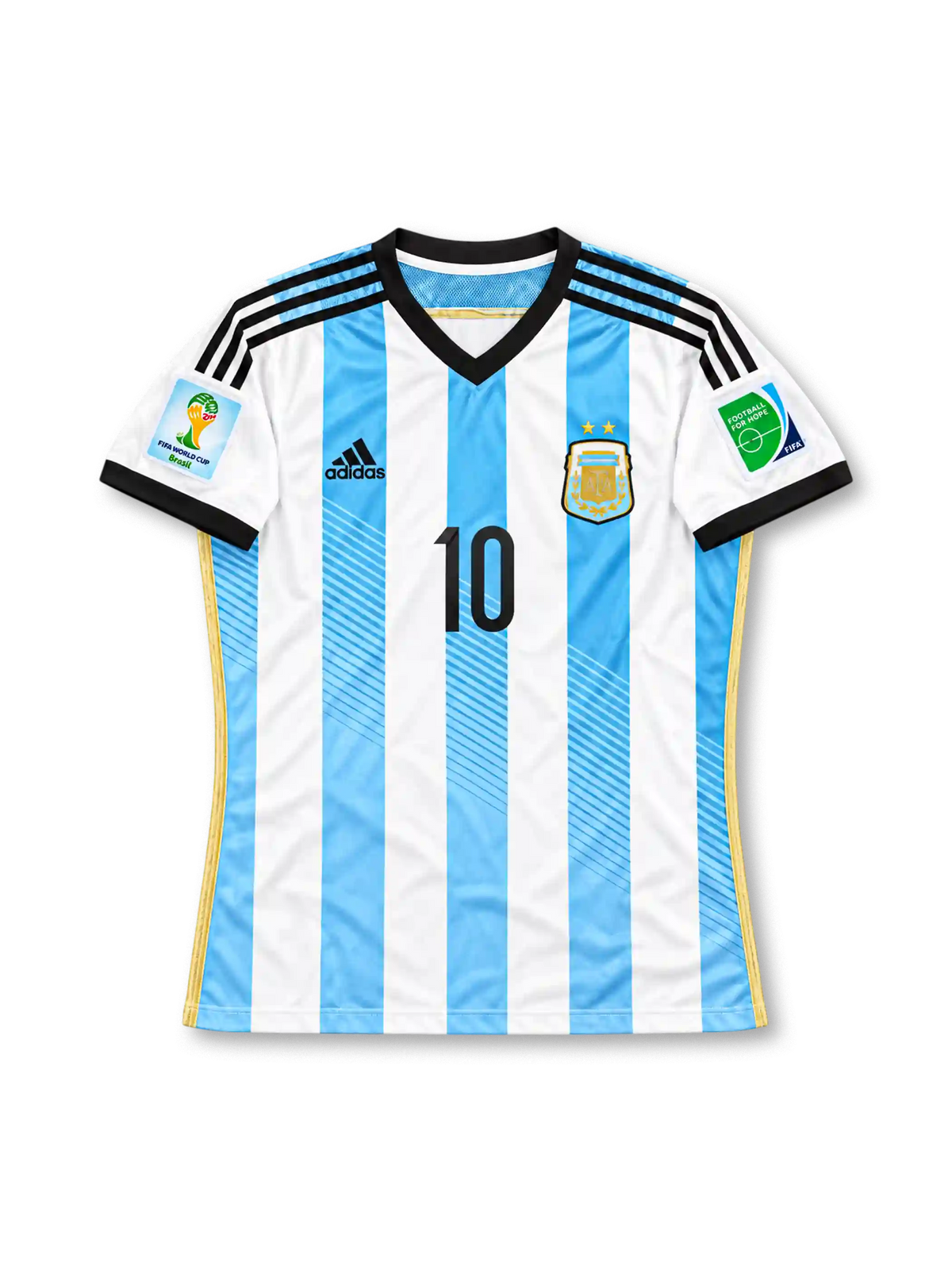 2014 アルゼンチン代表 ホームユニフォーム メッシ10番 ホワイト スカイブルー ストライプ 2014年W杯 adidas