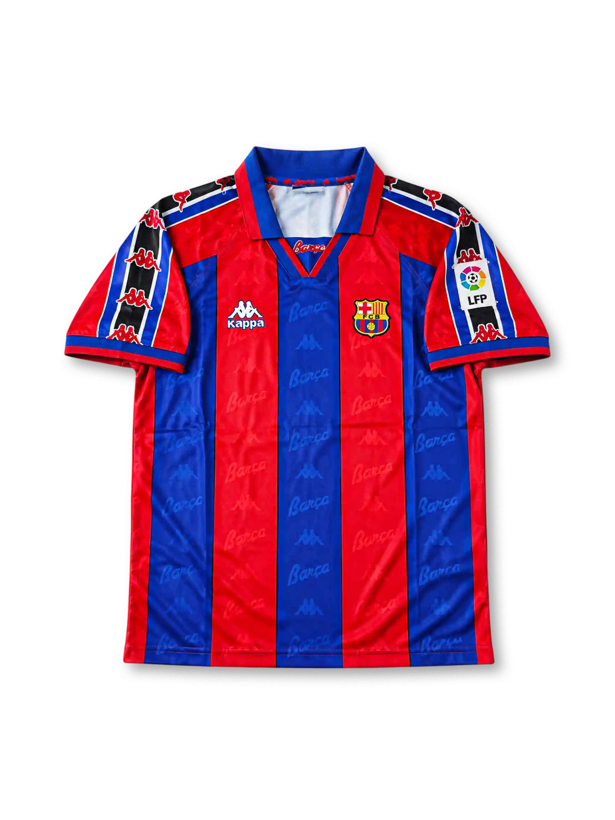 1996/97 FCバルセロナ ホームユニフォーム ロナウド9番 ブルー ガーネット ストライプ Kappa