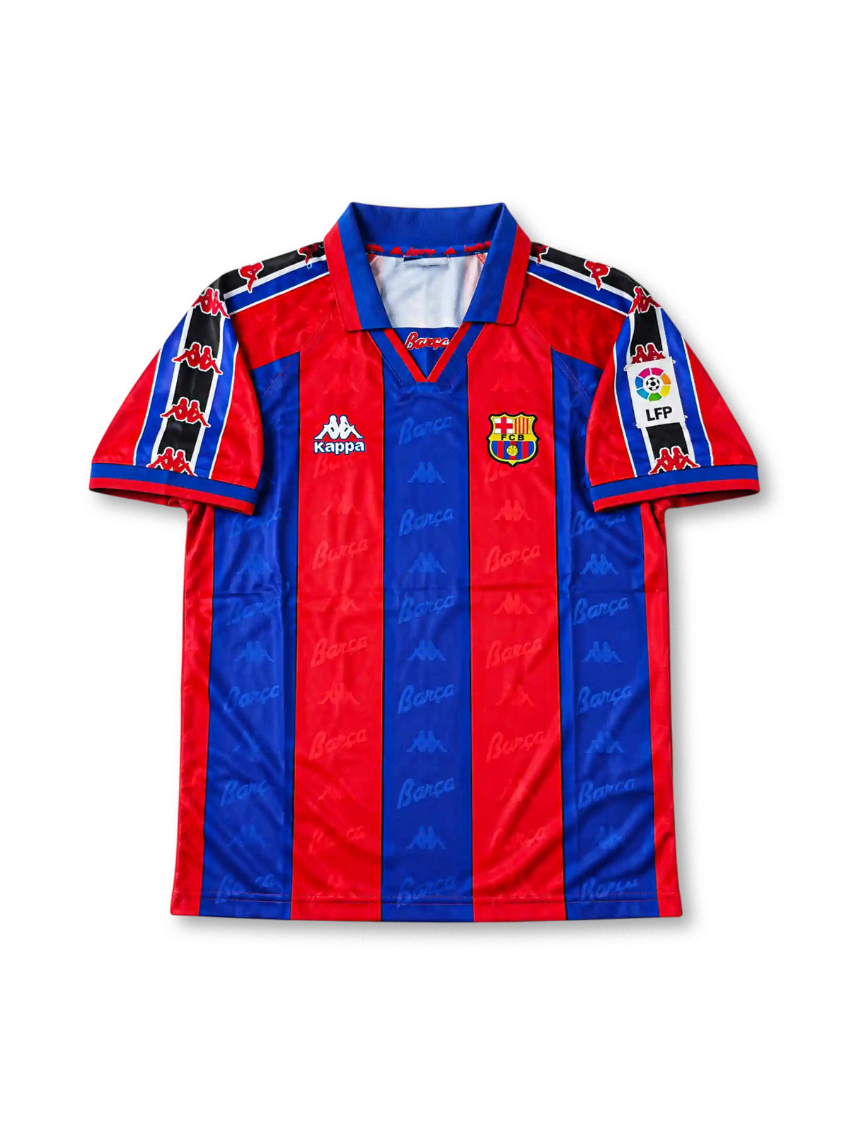 1996/97 FCバルセロナ ホームユニフォーム ロナウド9番 ブルー ガーネット ストライプ Kappa