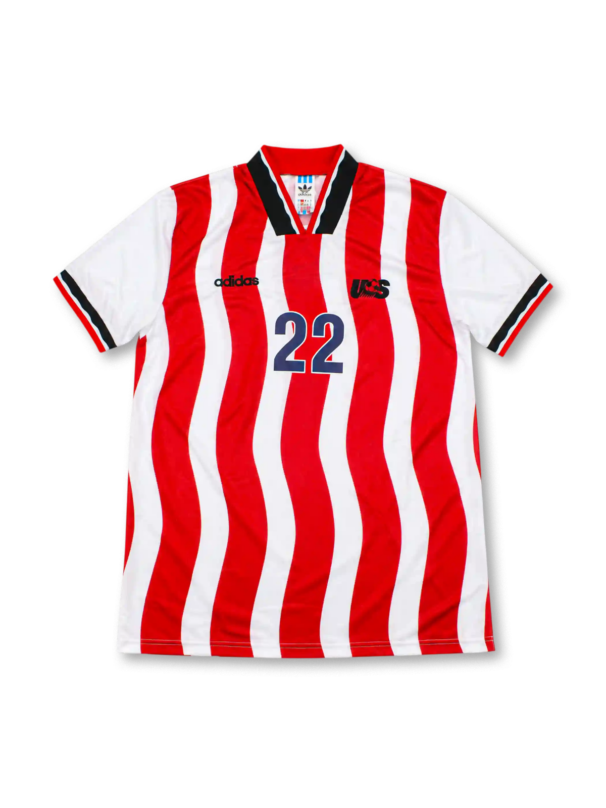 1994 アメリカ代表 ホームユニフォーム ラロス22番 レッド ホワイト 波打つストライプ adidas 1994年W杯