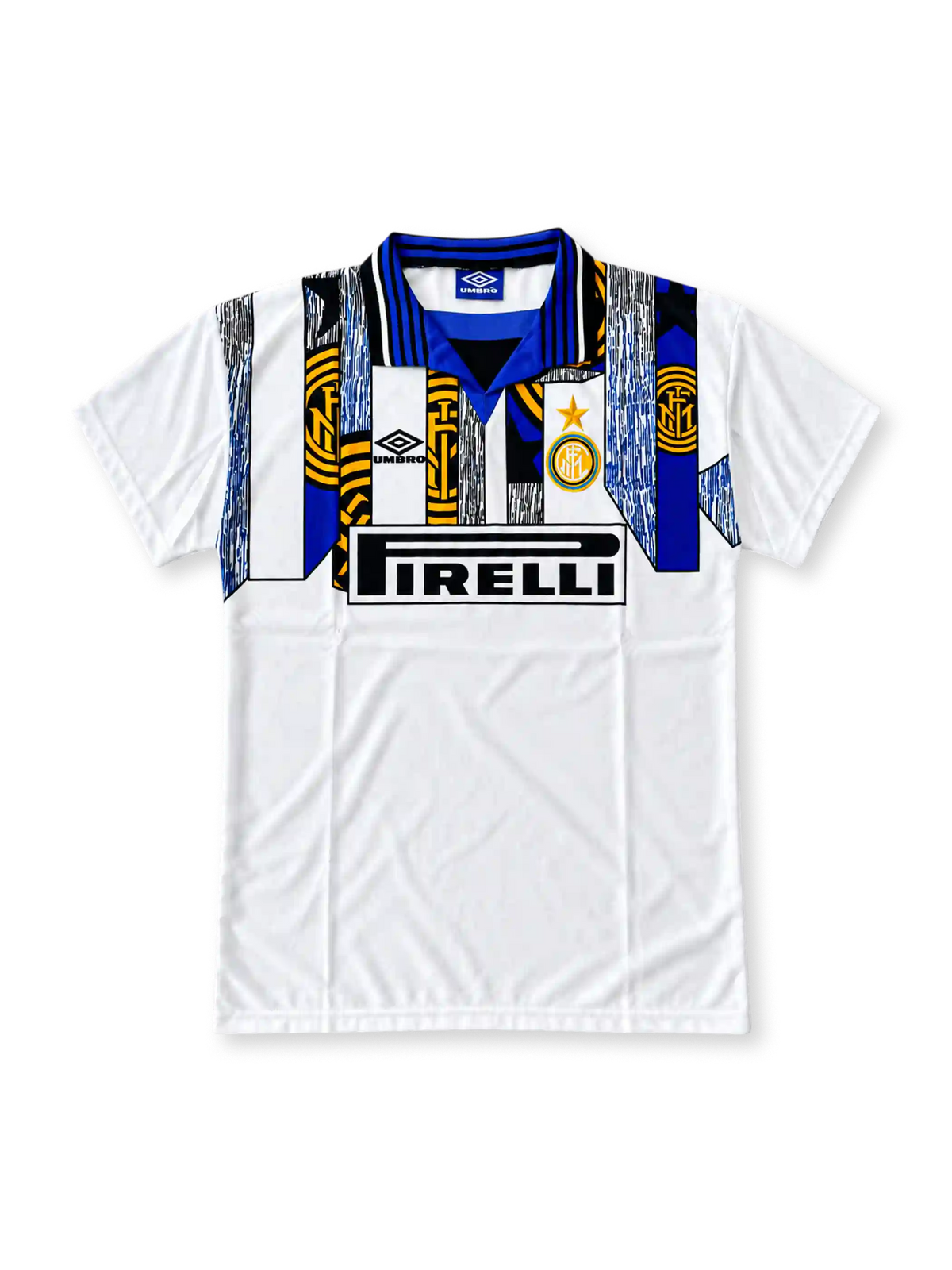 インテル 1995/96 アウェイユニフォーム 白にエンブレムのグラフィック PIRELLIロゴ ロベルト・カルロス背番号3