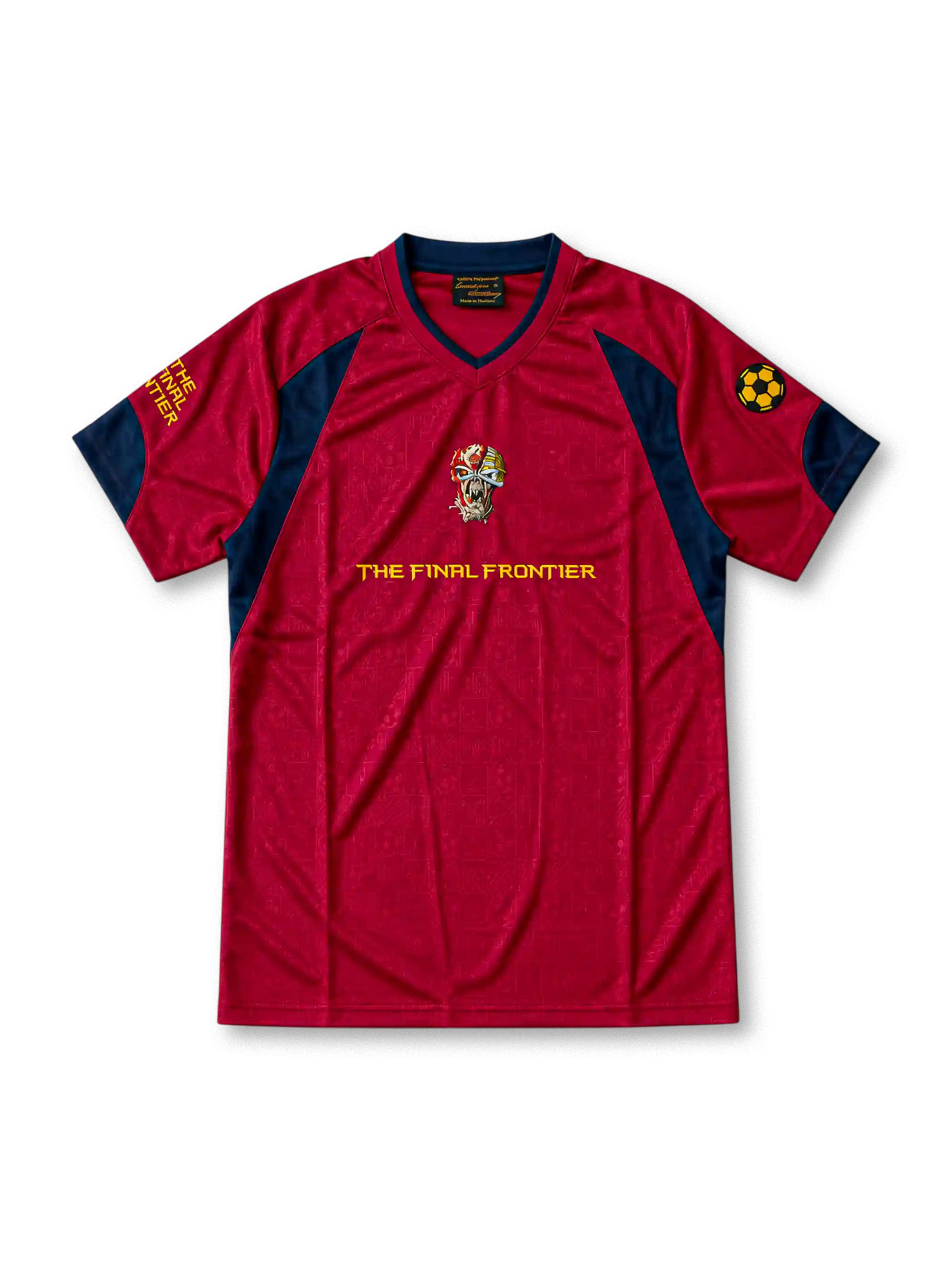 アイアン・メイデン 2010 ザ・ファイナル・フロンティア サッカーユニフォーム バーガンディとネイビー エイリアン・エディ ディッキンソン背番号10