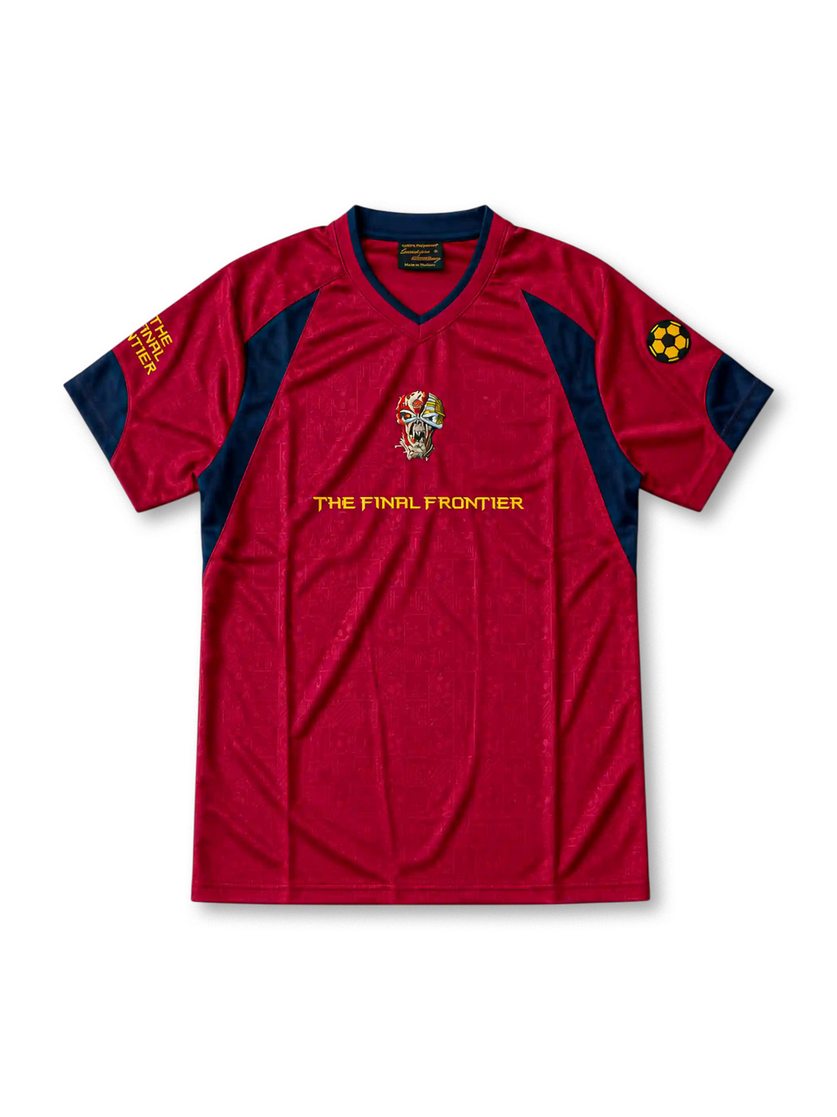 アイアン・メイデン 2010 ザ・ファイナル・フロンティア サッカーユニフォーム バーガンディとネイビー エイリアン・エディ ディッキンソン背番号10