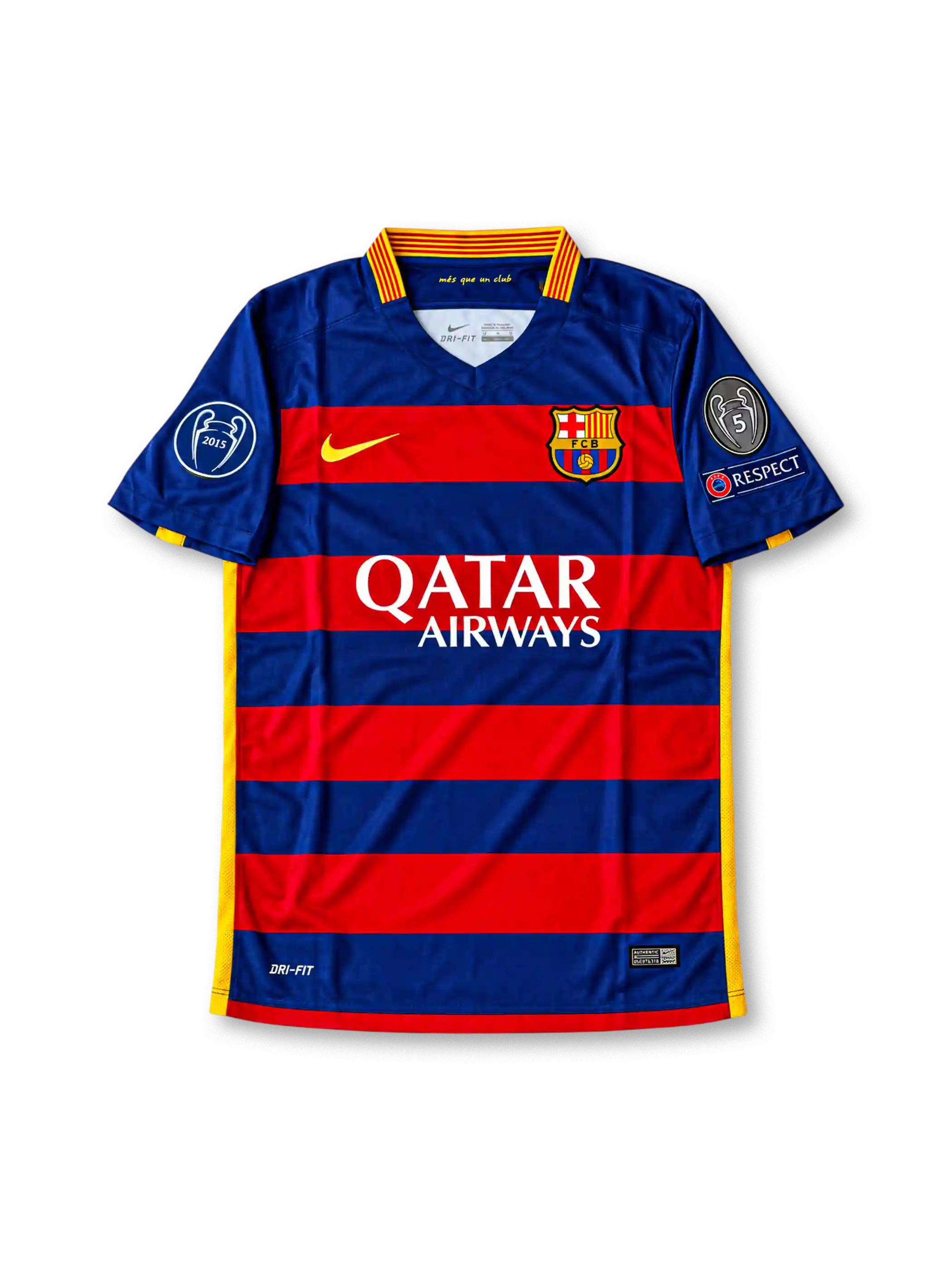 FCバルセロナ 2015/16 ホームユニフォーム ブルーとレッドの横縞 チャンピオンズリーグパッチ付き ブスケツ背番号5