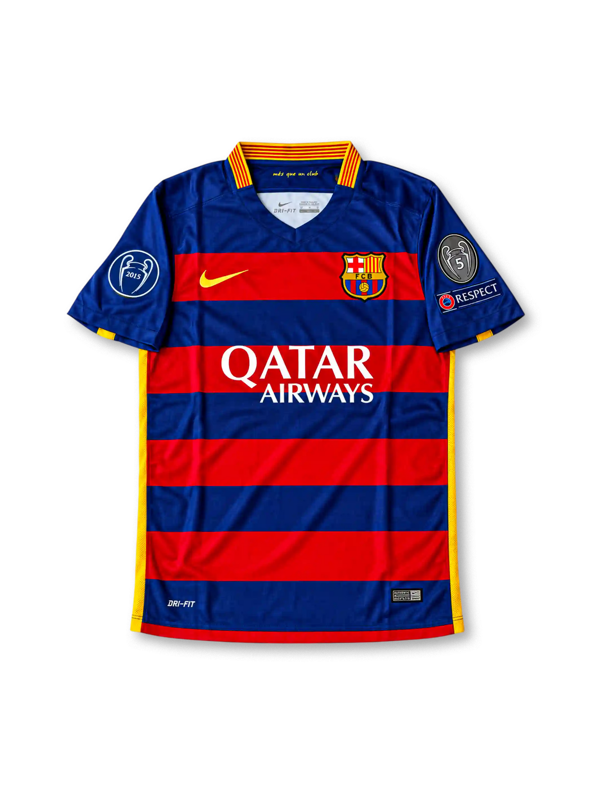 FCバルセロナ 2015/16 ホームユニフォーム ブルーとレッドの横縞 チャンピオンズリーグパッチ付き ブスケツ背番号5