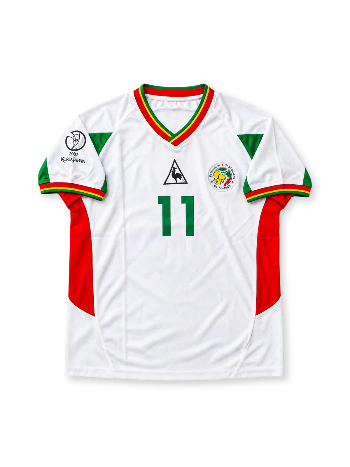 2002 セネガル代表 ホームユニフォーム ディウフ11番 ホワイト グリーン レッド le coq sportif 2002年W杯