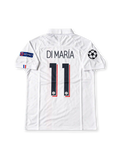 パリ・サンジェルマン 2019/20 サードユニフォーム 白のポロカラーに赤とネイビーの縦ライン チャンピオンズリーグパッチ付き ディ・マリア背番号11