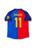 FCバルセロナ 1999/00 創立100周年記念ユニフォーム 赤と青のハーフ＆ハーフ 金色の1899 1999 リバウド背番号11